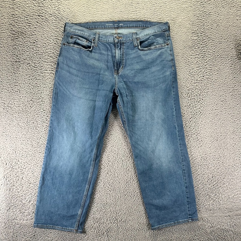 Old Navy Built-in Flex Jeans Mens 40x28 Blue Cotton Denim Straight Faded Stretch